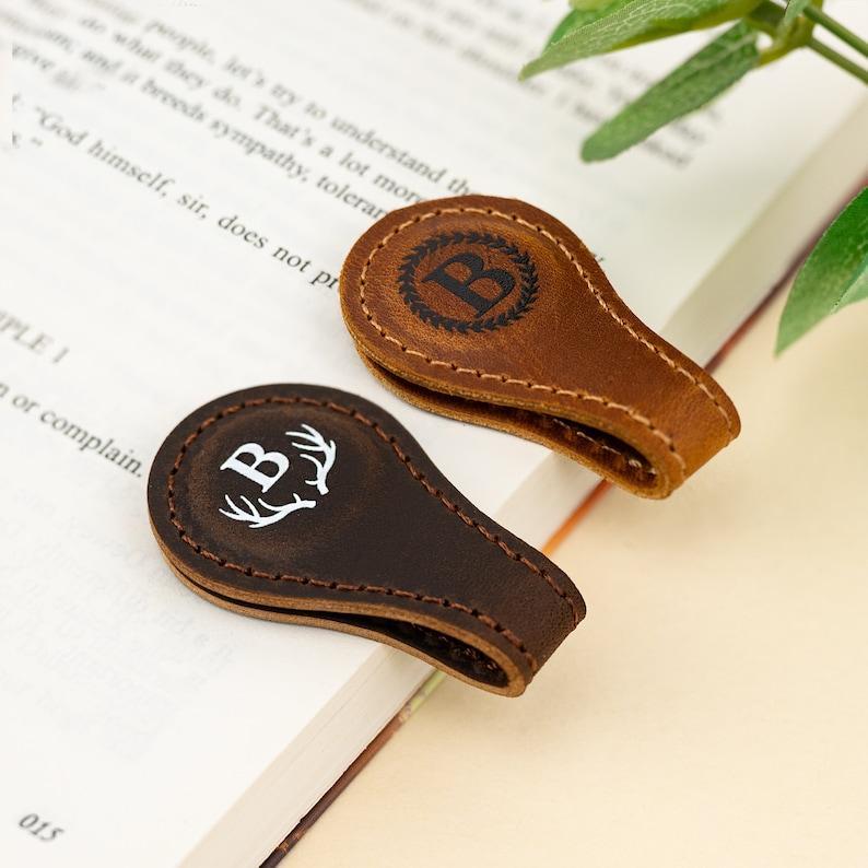 Personalized Leather Magnetic Bookmarks,Custom Name Leather Bookmark,Handmade Bookmark,Birthday Party Gift,Reader Gift for Him or Her