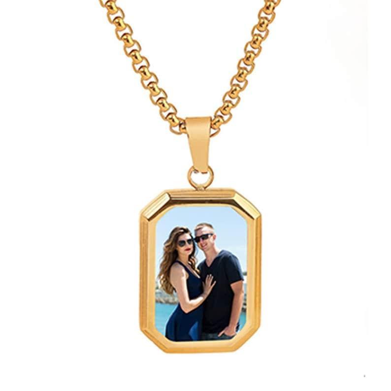 Father's Day Gifts Custom Photo Hidden Heart Magic Necklace Personalized Cold Concealed Photo Necklace Heat Reveal Picture Necklace Gifts for Him
