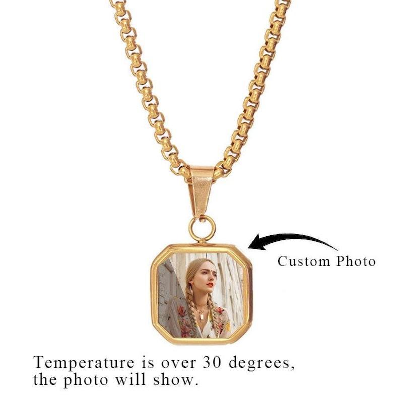 Fun Gifts Custom Photo Hidden Heart Magic Necklace Personalized Cold Concealed Photo Necklace Heat Reveal Picture Necklace Suprise Gifts