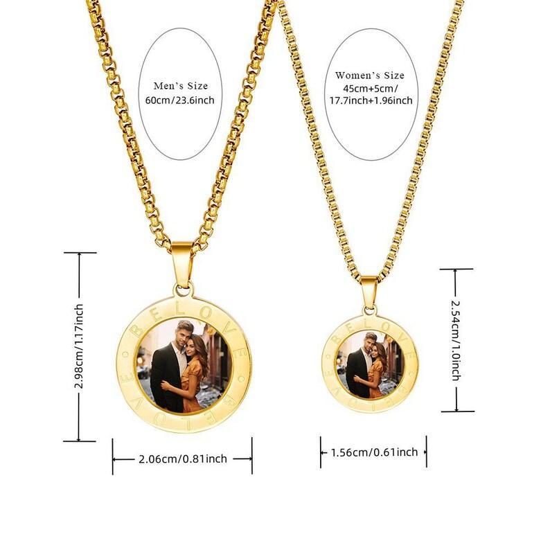 Custom Magic Photo Reveal Necklace Heat-Activated Hidden Image Locket Personalized Photo Necklace Gifts for Her