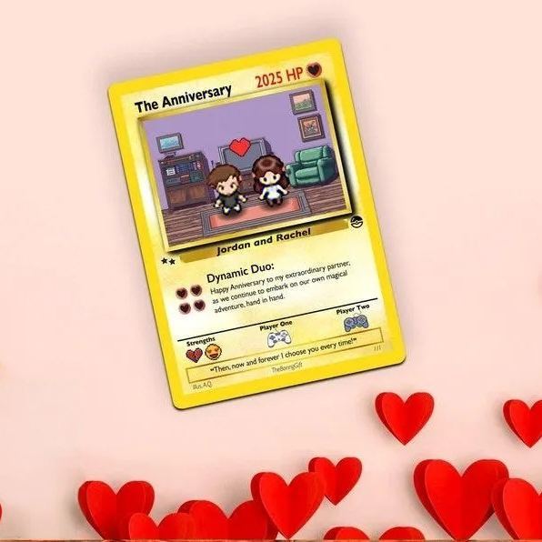 Custom Anniversary Pokemon Card Gift for Him or Her, Wedding or Valentine Card