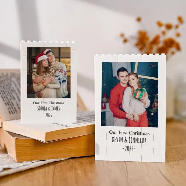 Custom Photo Brick Puzzle Frame - Personalized Christmas Gift for Couples & Family - 