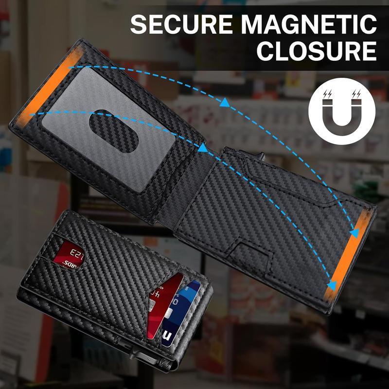 Men’s Foldable Wallet with Bifold Pop - Up ID Window RFID-Blocking Technology Secure Compact Card Holder Gift for Men Valentine's Day Gifts - 