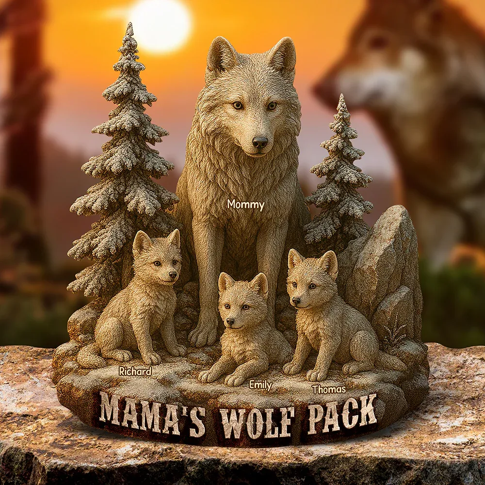 Wolf Mom Plaque - Personalized Gifts For Mother - 