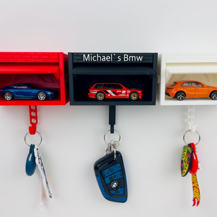 Mini Garage Key Holder for 1:64 Scale Cars Wall Mount Display Gift for Car Lovers Father`s Day Gift