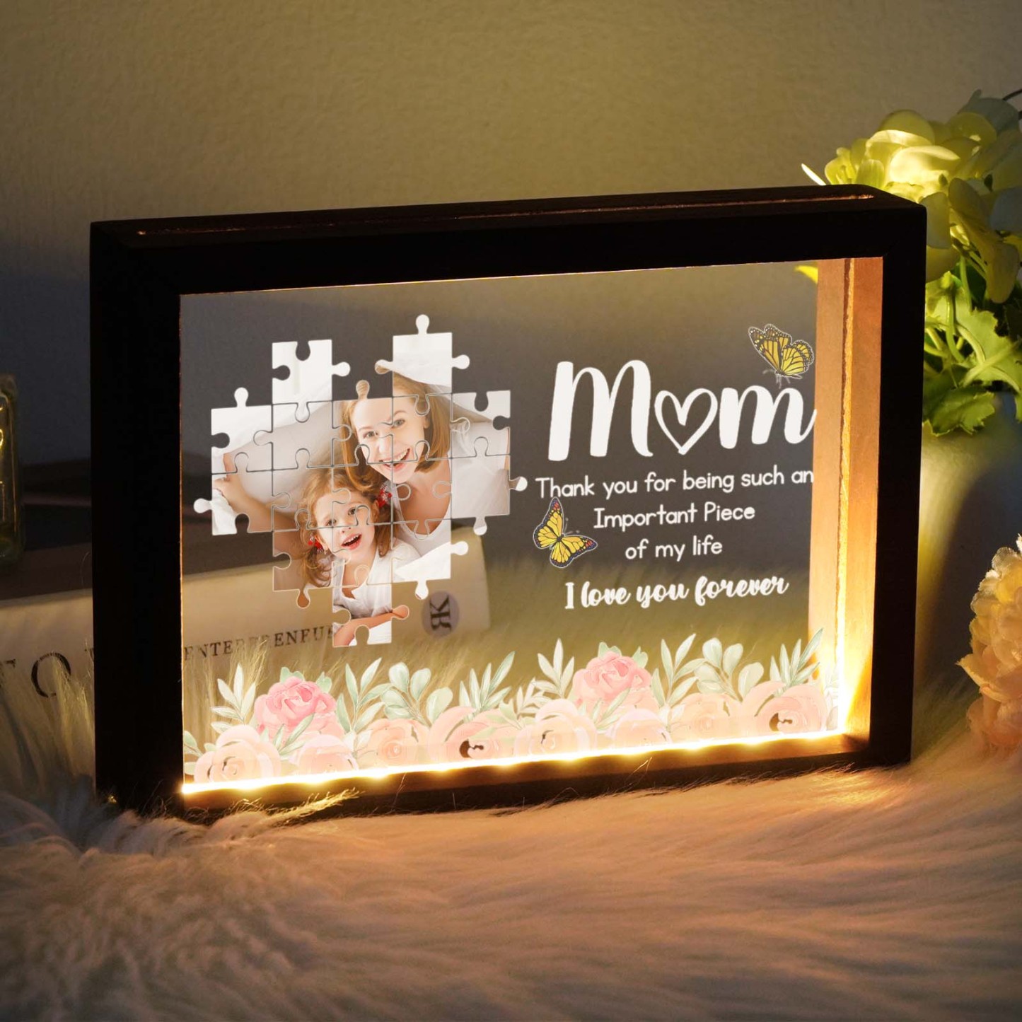 Custom Photo Puzzle Lamp Mother's Day Gifts Love Mum Forever