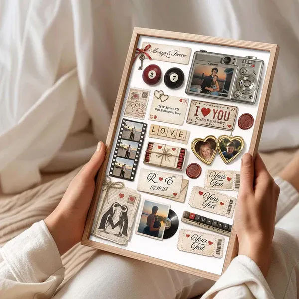 Custom Couple Matchbook Romantic Love Collage - Personalized Poster - Sentimental Gift for him, for her - 