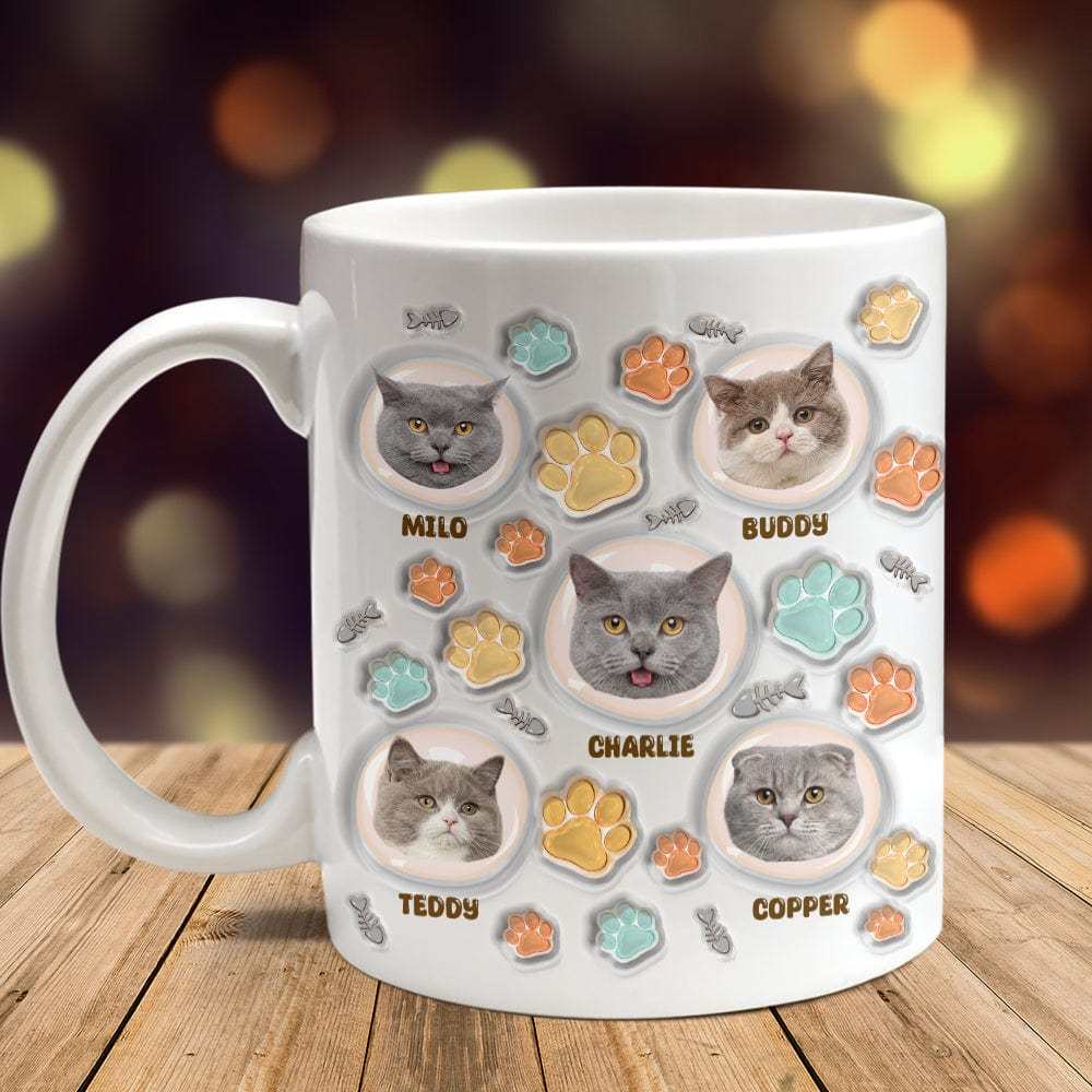 Custom Photo 3D Inflated Effect Cat Mug - 