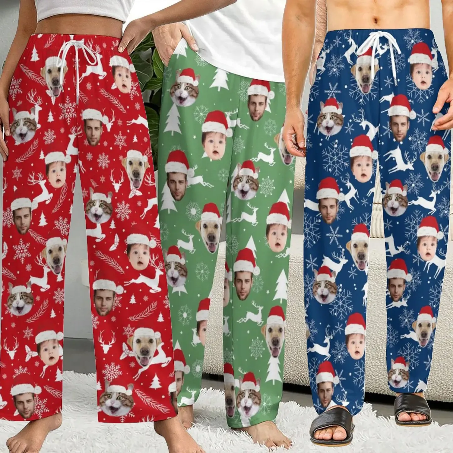 Christmas Pajama Pants with Faces, Faces on Pajamas, Face Pajama Pants, Personalized Pajamas with Face, Custom Face Pajamas, Gift for Family - 