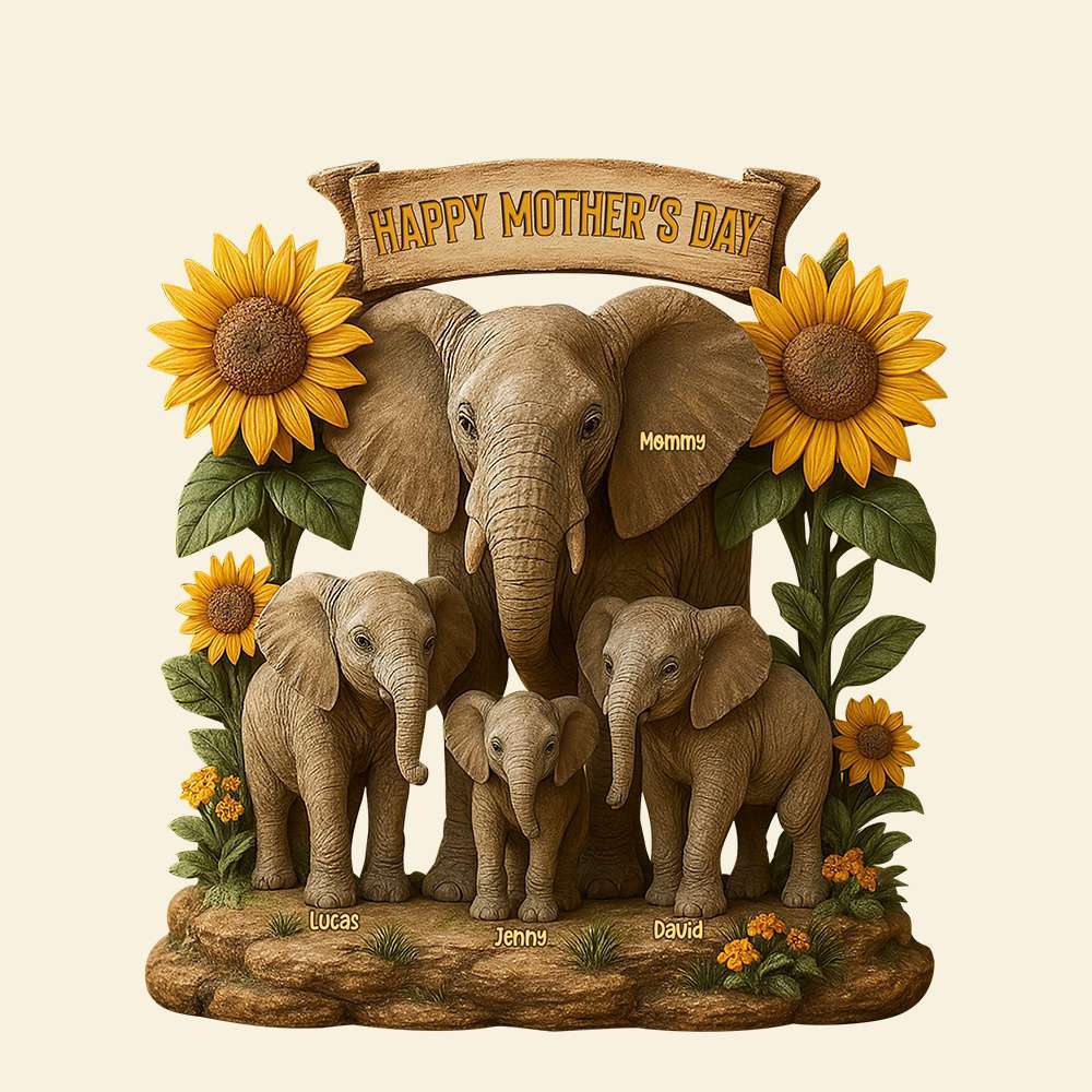 Mother's Day Gifts Elephant Mom Plaque - Personalized Gifts For Mother - 
