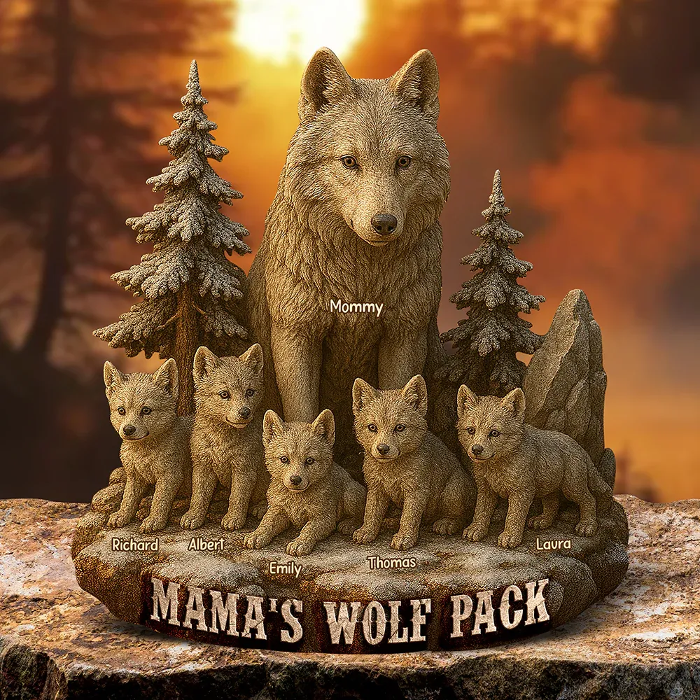 Wolf Mom Plaque - Personalized Gifts For Mother - 