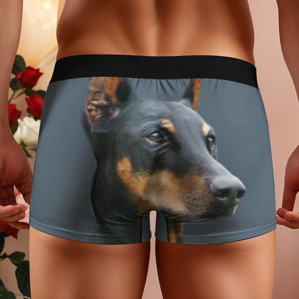 Custom Dog Face Funny Beach Trunks Men's Boxer Briefs - 