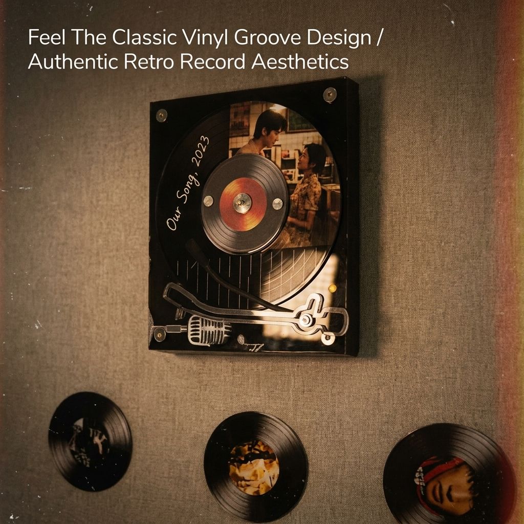 Personalized Rotating Vinyl Magnet - Custom Photo Record Discs Gift for Music Lovers