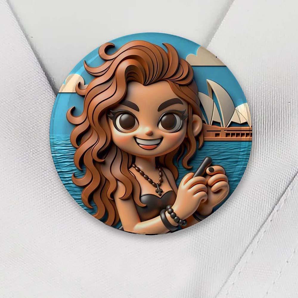 Custom 3D Cartoon Personalized Photo Fridge Magnet Badge