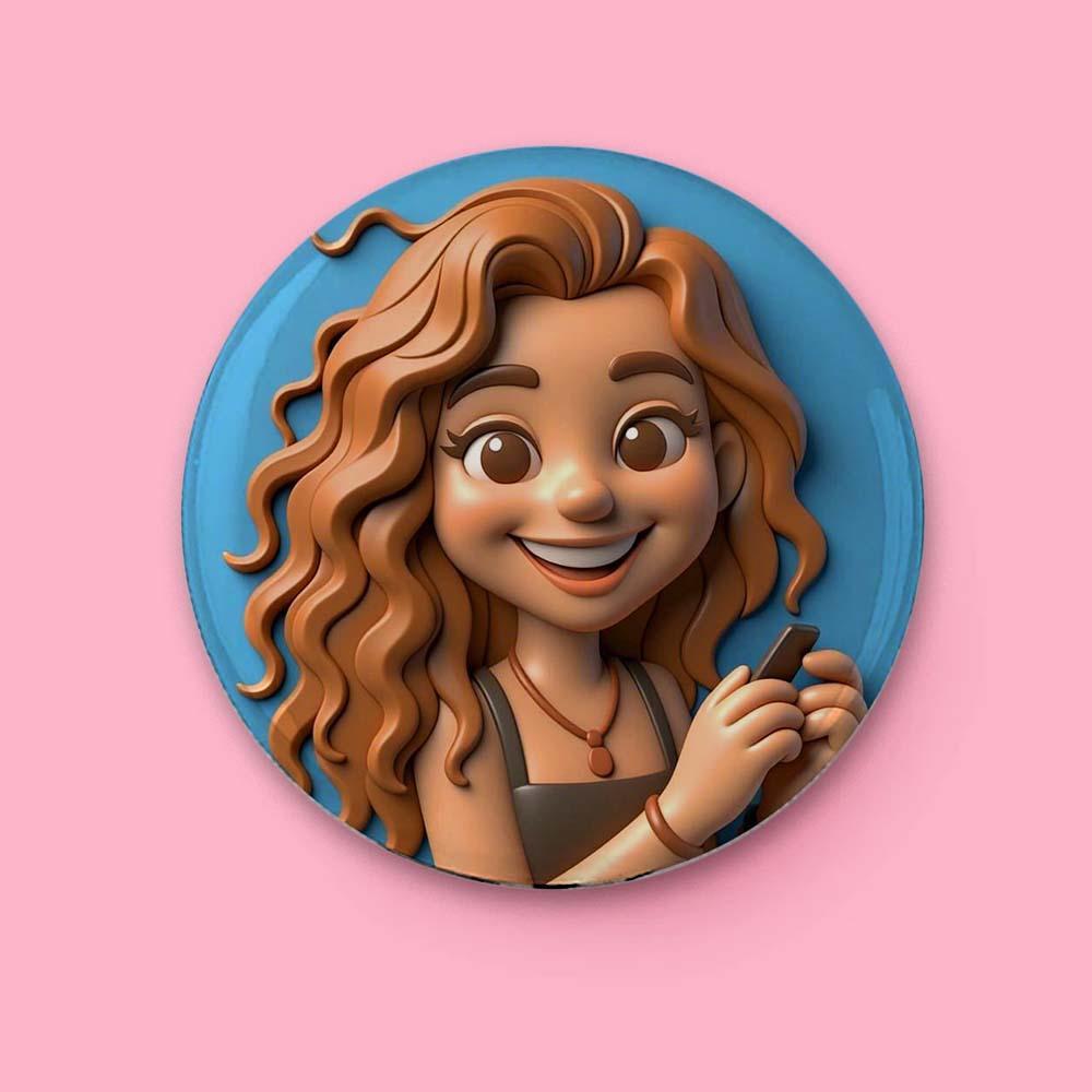 Custom 3D Cartoon Personalized Photo Fridge Magnet Badge