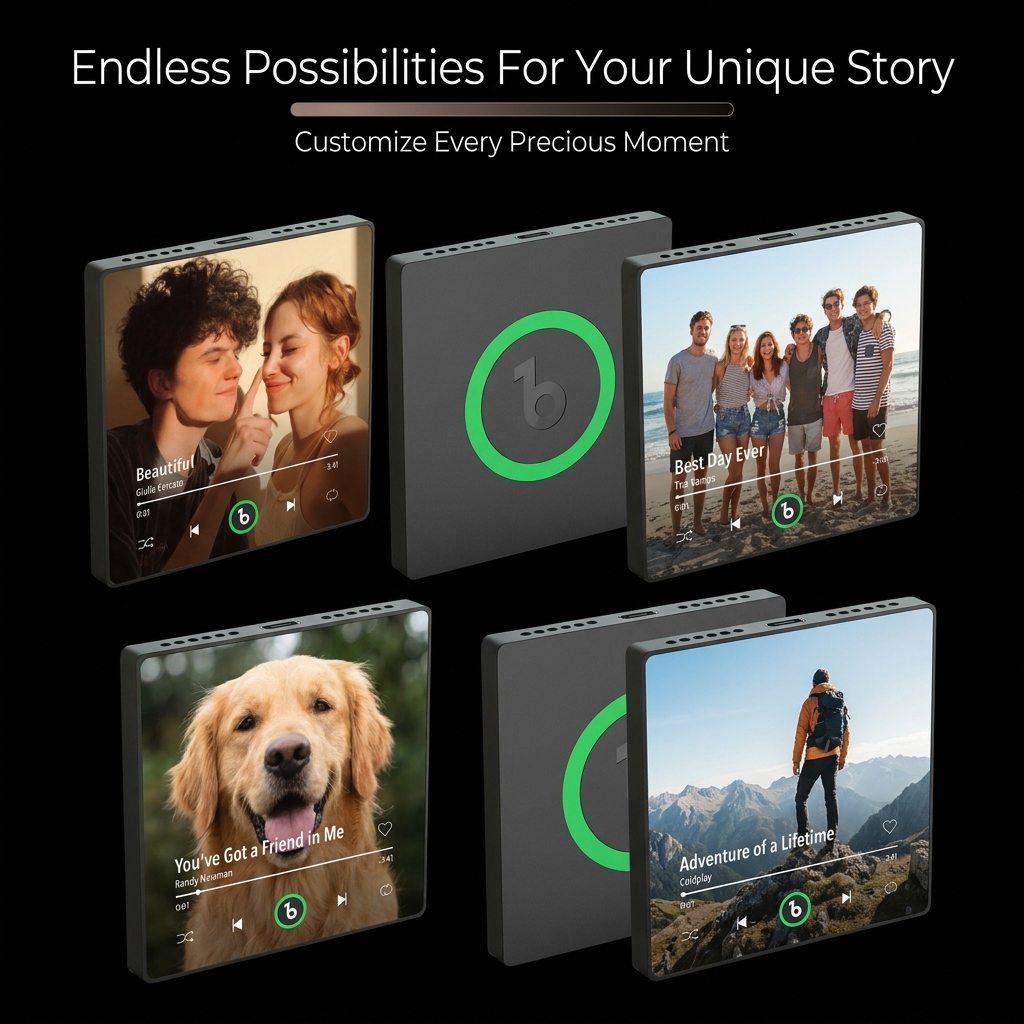 Personalized Music Fridge Magnet Colorful Frame New 4.0 Upgrade Album Fridge Magnet Can Play Songs Gift for Dad Can Upload Your Music