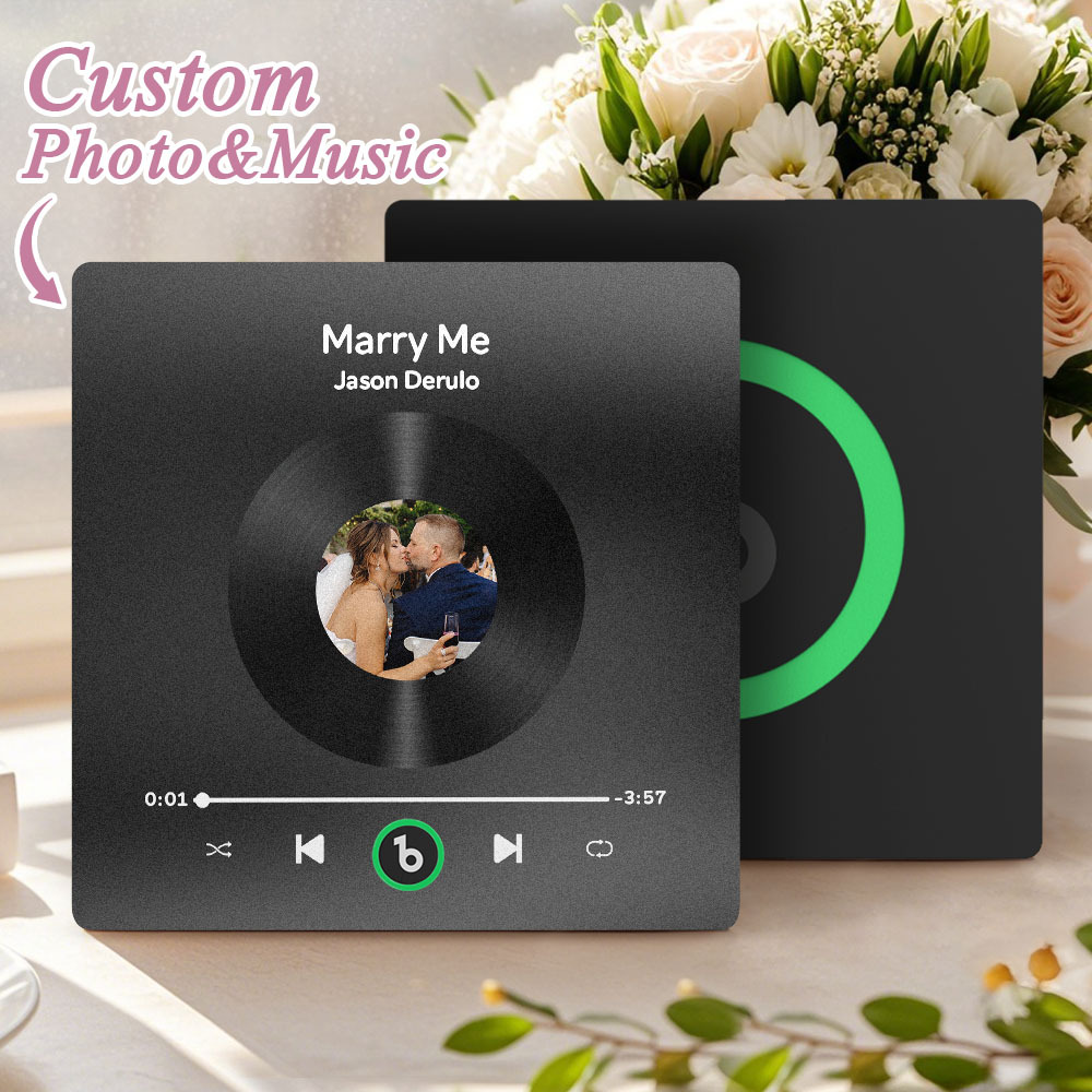 Custom Music Fridge Magnet Custom Colorful Frame Album Fridge Magnet Music Wall Photo Sticker Song Magnets That Can Play Music Wedding Gifts for Her