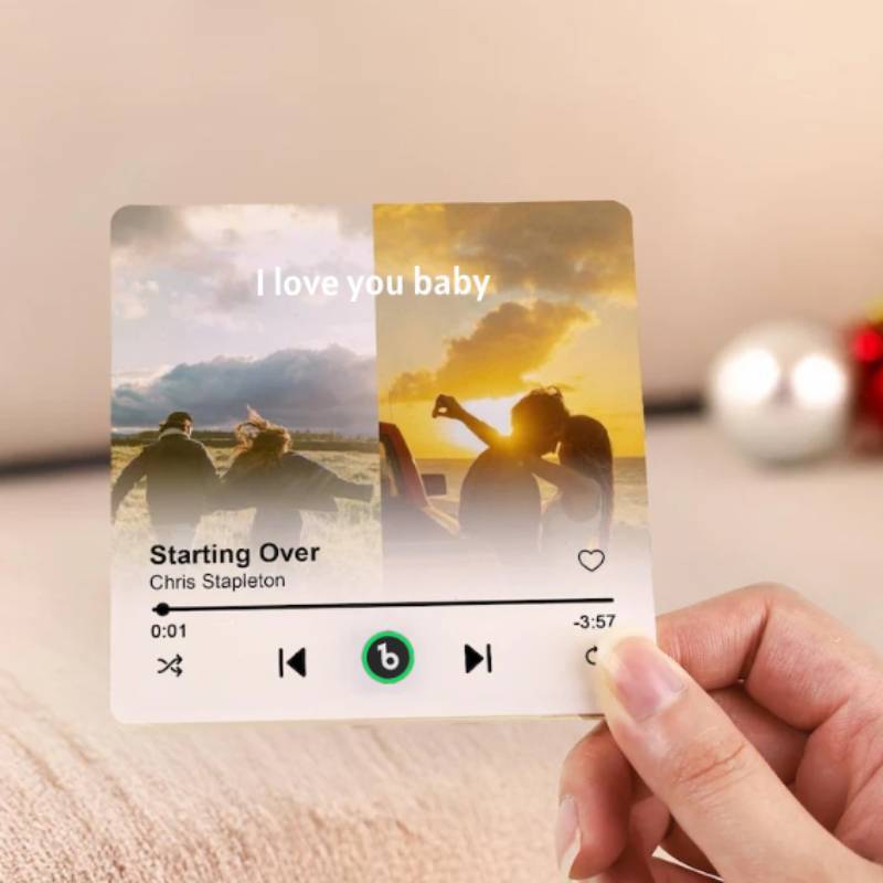 Custom Music Fridge Magnet Personalized 2 Photos Song Magnet Anniversary Gift for Lover