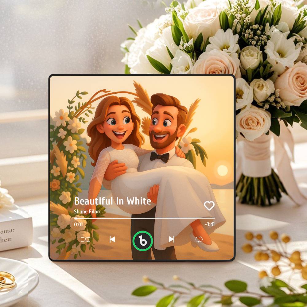 Custom Music Fridge Magnet Personalized Photo Various Cartoon Style Song Fridge Magnet That Can Play Songs Wedding Gifts Anniversary Gifts for Couple