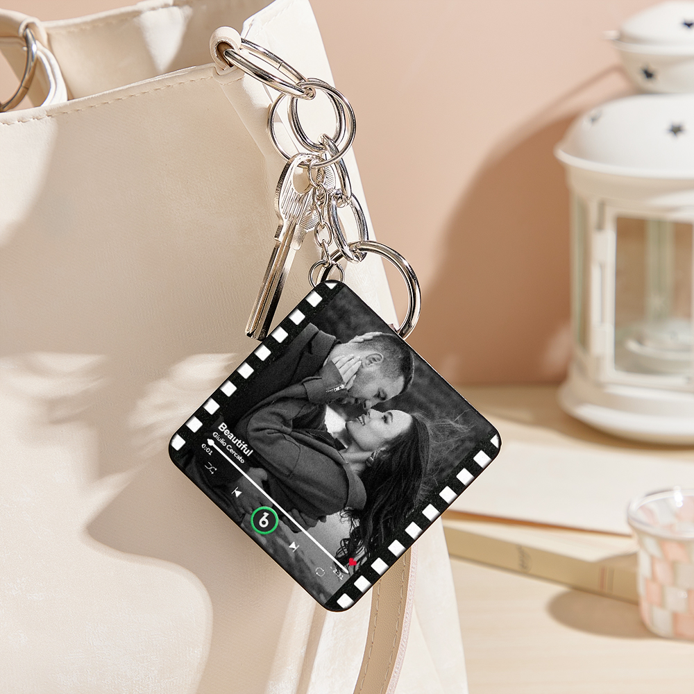Custom Mini Music Fridge Magnets Keychain Vintage Movie Album Mini Fridge Magnet Keychain Can Play Songs Gift for Couples
