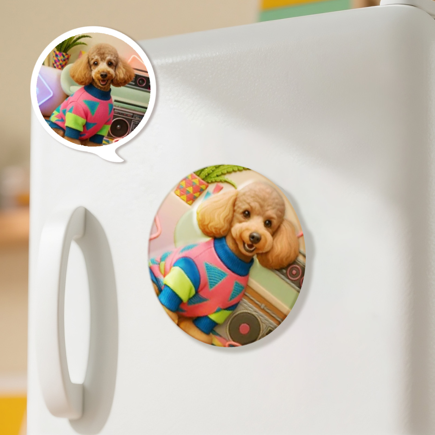 Custom 3D Cartoon Personalized Photo Fridge Magnet Badge