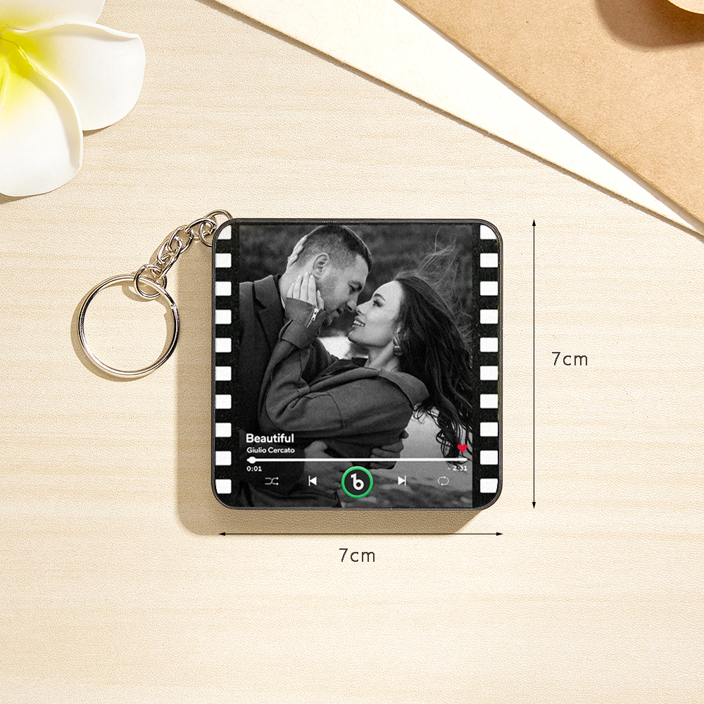 Custom Mini Music Fridge Magnets Keychain Vintage Movie Album Mini Fridge Magnet Keychain Can Play Songs Gift for Couples
