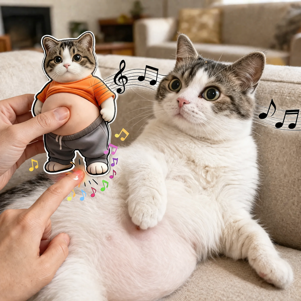 Personalized Pet Squishy Music Fridge Magnet – Custom Photo Character Squeeze Belly Magnet with Built-in Sound, Funny Gift forPet Lovers