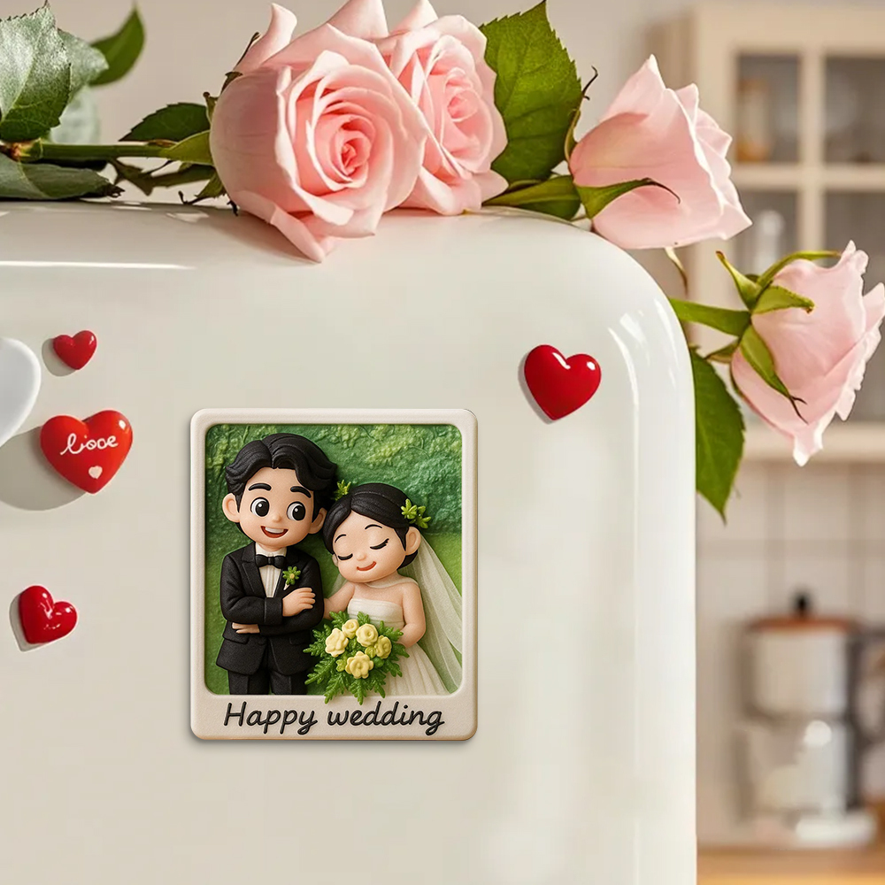 Romantic Custom 3D Fridge Magnet Couple Gift from Photo Personalized Magnetic Decoration for Anniversary - Fridgebeats
