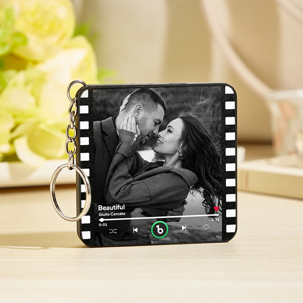 Custom Mini Music Fridge Magnets Keychain Vintage Movie Album Mini Fridge Magnet Keychain Can Play Songs Gift for Couples