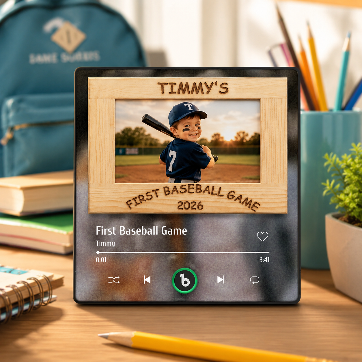 Custom Interactive Memory Music Fridge Magnet: Personalized Photo + Animated Playback UI for Kids’ Sports Milestones
