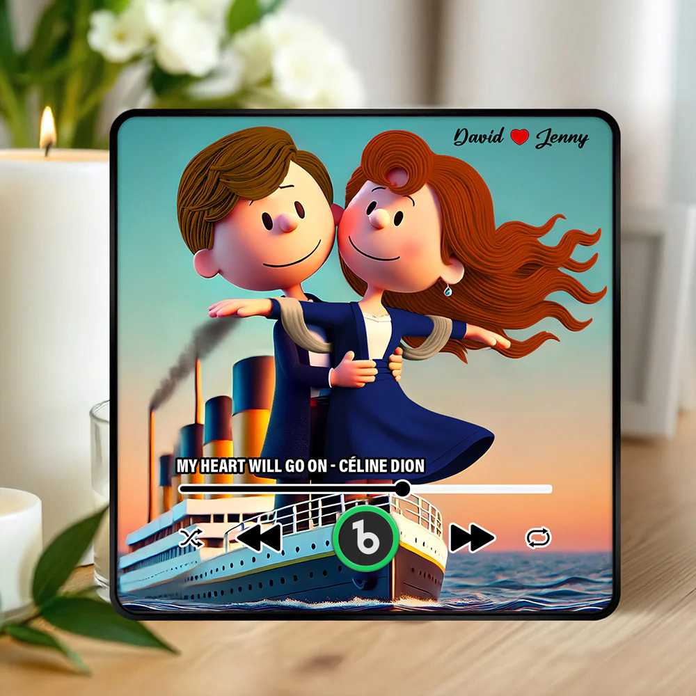 Custom Music Fridge Magnet Personalized Cartoon Characters Refrigerator Magnet Can Play Songs Gifts for Couple