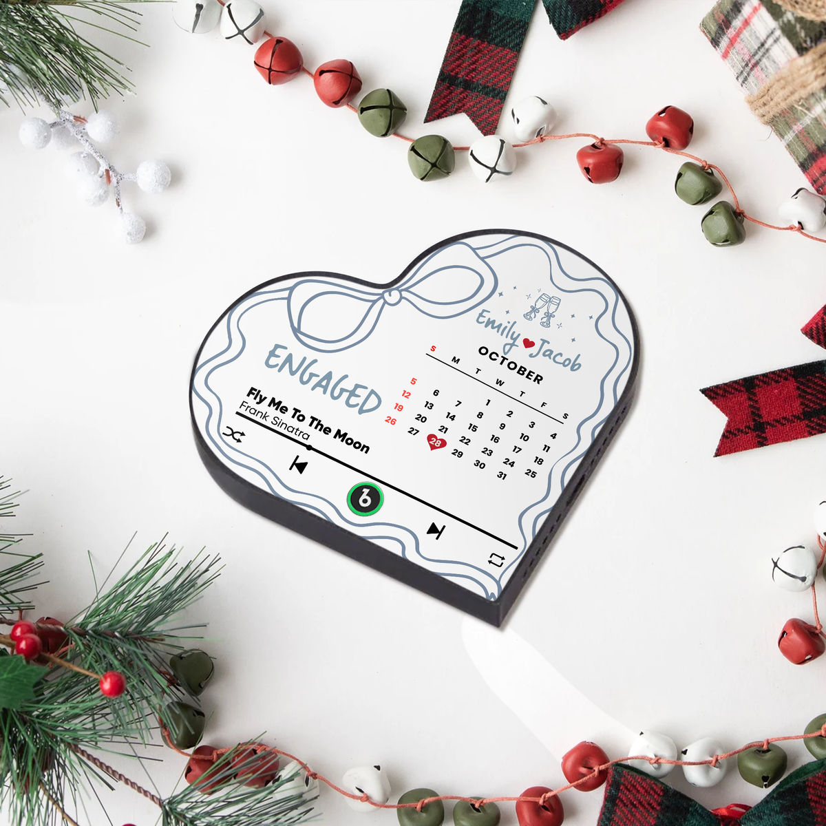 Special Gift For Couple - Engaged - Fly me to the moon - Engagement Gift - First christmas - Personalized Heart Frame Music Fridge Magnet