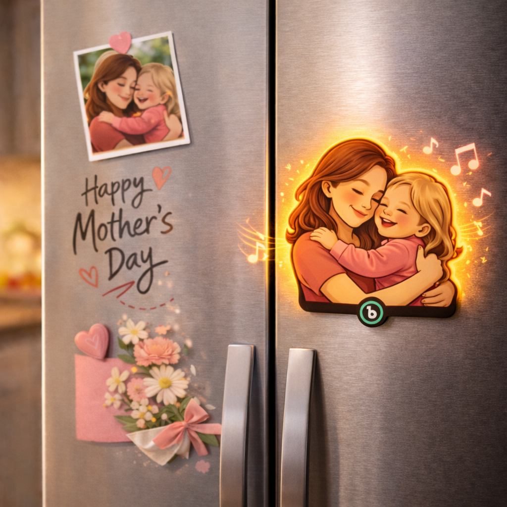 Custom Mother & Daughter Photo Fridge Magnet with Light – Personalized Family Memory Magnet Gift for Mom, Mother’s Day Keepsake Kitchen Decor A Gift That Glows with Love
