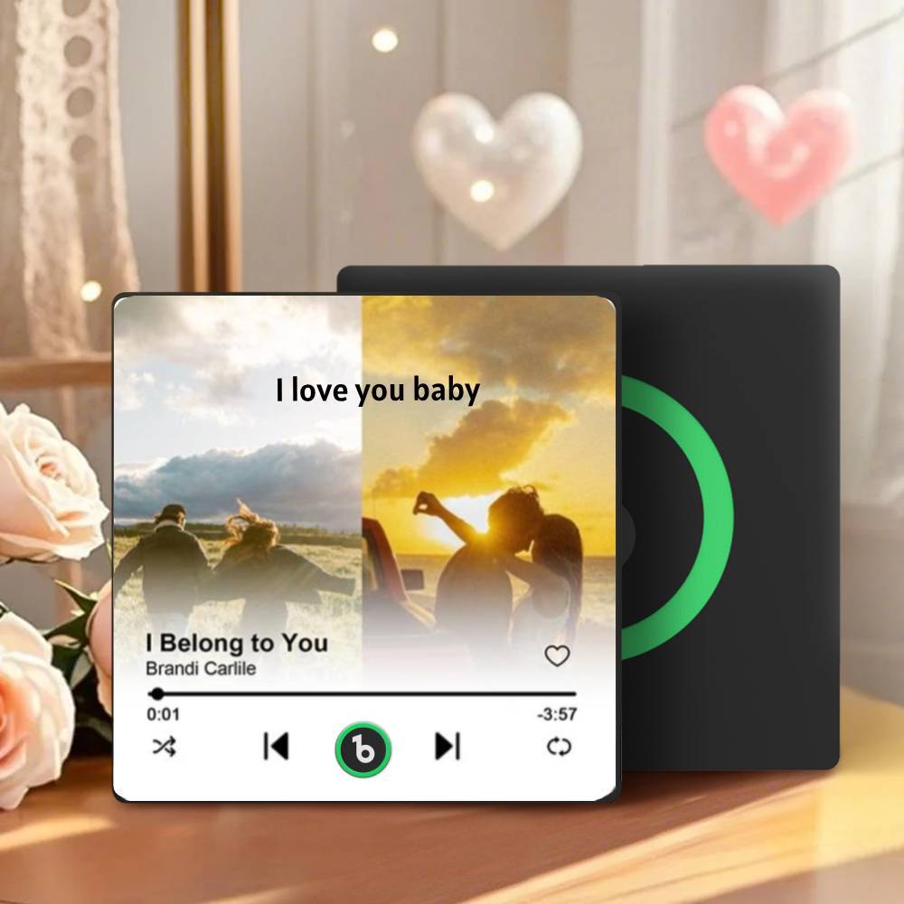 Custom Music Fridge Magnet Personalized 2 Photos Song Magnet Anniversary Gift for Lover