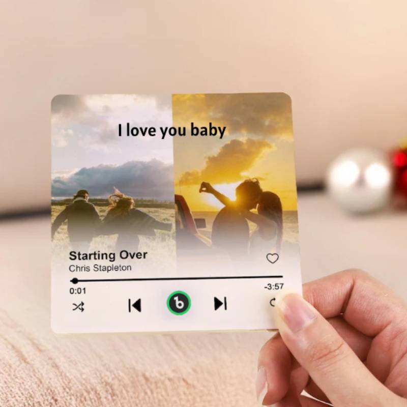 Custom Music Fridge Magnet Personalized 2 Photos Song Magnet Anniversary Gift for Lover