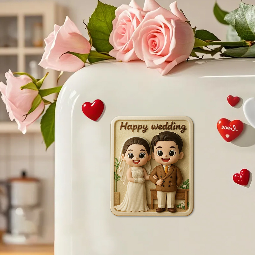 Romantic Custom 3D Fridge Magnet Couple Gift from Photo Personalized Magnetic Decoration for Anniversary - Fridgebeats