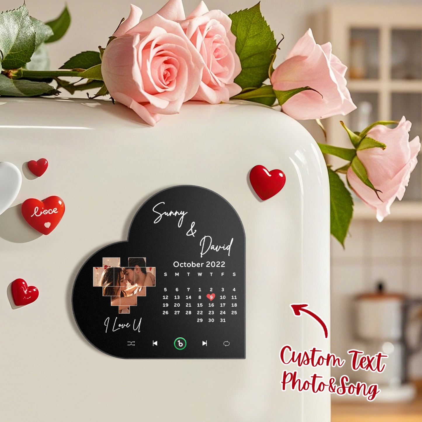 Custom Music Fridge Magnet Custom Heart Frame Album Fridge Magnet Music Wall Photo Sticker