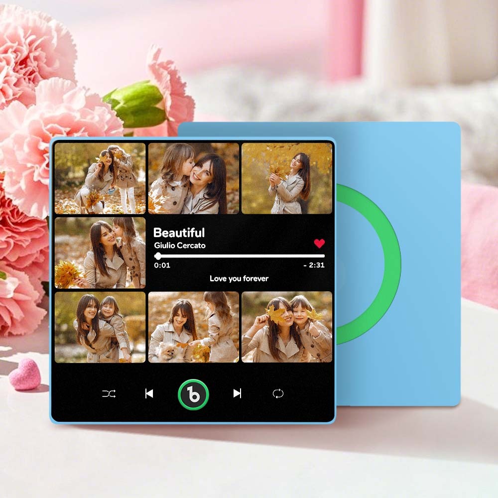 Custom Music Photo Fridge Magnet Collage Fridge Magnet Personalized Photo Song Magnet That Can Play Music Mother's Day Gift