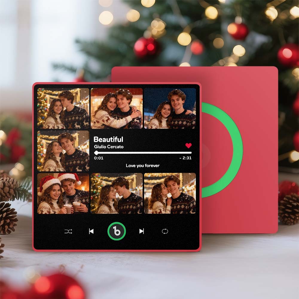 Custom Music & Multi Photo Fridge Magnet Personalized Photo Song Magnet That Can Play Music Christmas Gift for Couple