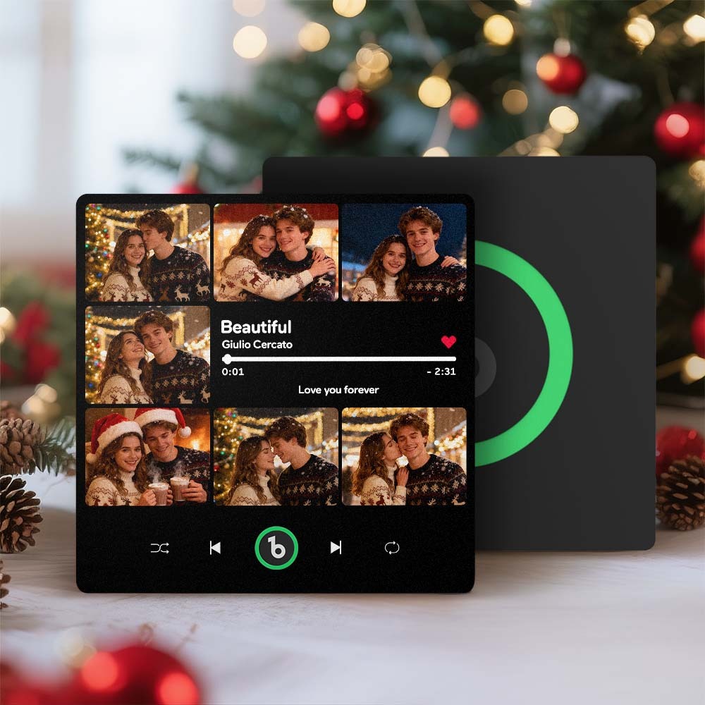 Custom Music & Multi Photo Fridge Magnet Personalized Photo Song Magnet That Can Play Music Christmas Gift for Couple