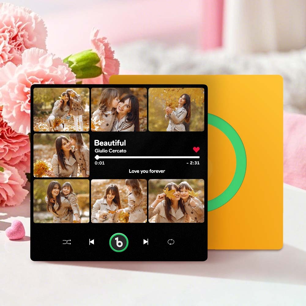 Custom Music Photo Fridge Magnet Collage Fridge Magnet Personalized Photo Song Magnet That Can Play Music Mother's Day Gift