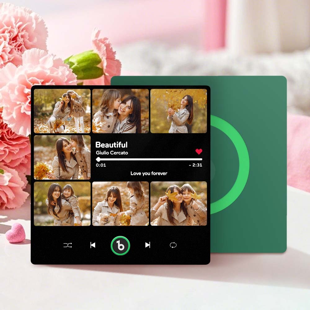 Custom Music Photo Fridge Magnet Collage Fridge Magnet Personalized Photo Song Magnet That Can Play Music Mother's Day Gift