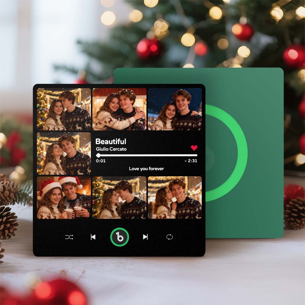 Custom Music & Multi Photo Fridge Magnet Personalized Photo Song Magnet That Can Play Music Christmas Gift for Couple