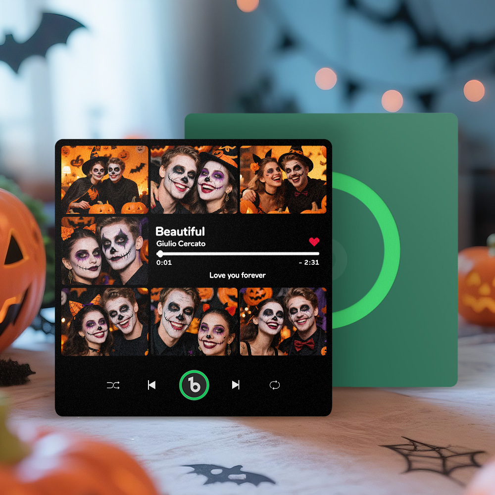 Custom Music & Multi Photo Fridge Magnet Personalized Photo Song Magnet That Can Play Music Halloween Gift for Couple