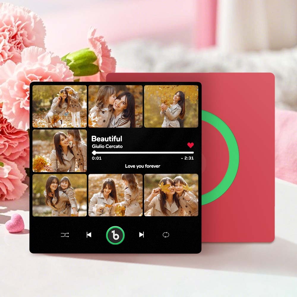 Custom Music Photo Fridge Magnet Collage Fridge Magnet Personalized Photo Song Magnet That Can Play Music Mother's Day Gift