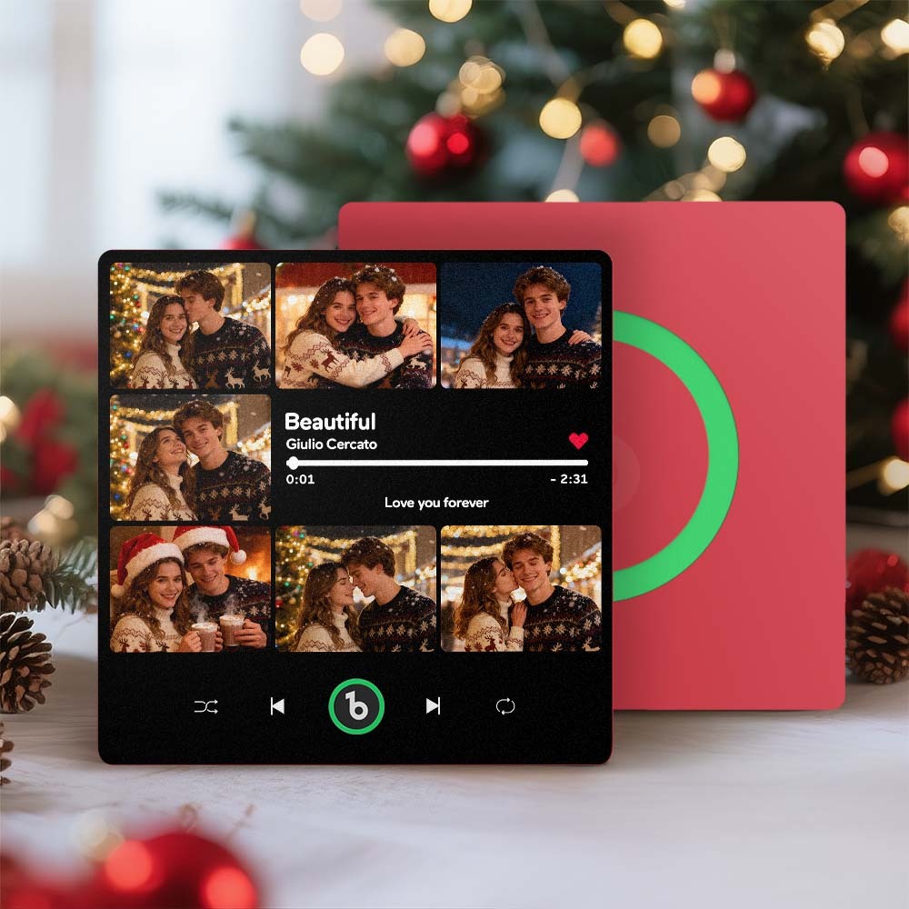 Custom Music & Multi Photo Fridge Magnet Personalized Photo Song Magnet That Can Play Music Christmas Gift for Couple