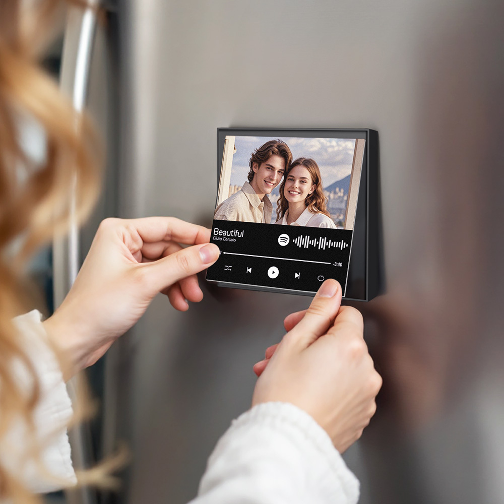 Personalized Music Photo Fridge Magnet Custom Spotify Frame Art Music Fridge Magnet Gift for Couple