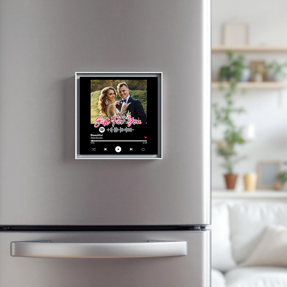 Personalized Music Photo Fridge Magnet Custom Frame Art Spotify Music Fridge Magnet Gift for Her