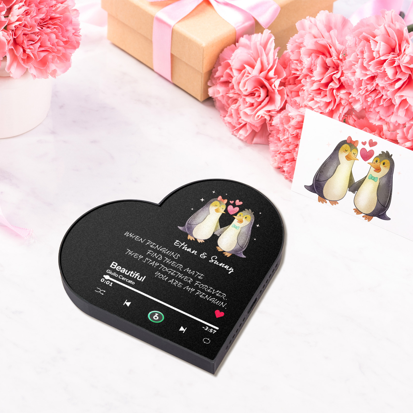 Personalized Heart-Shaped Music Photo Fridge Magnet - Romantic Gift for Couples