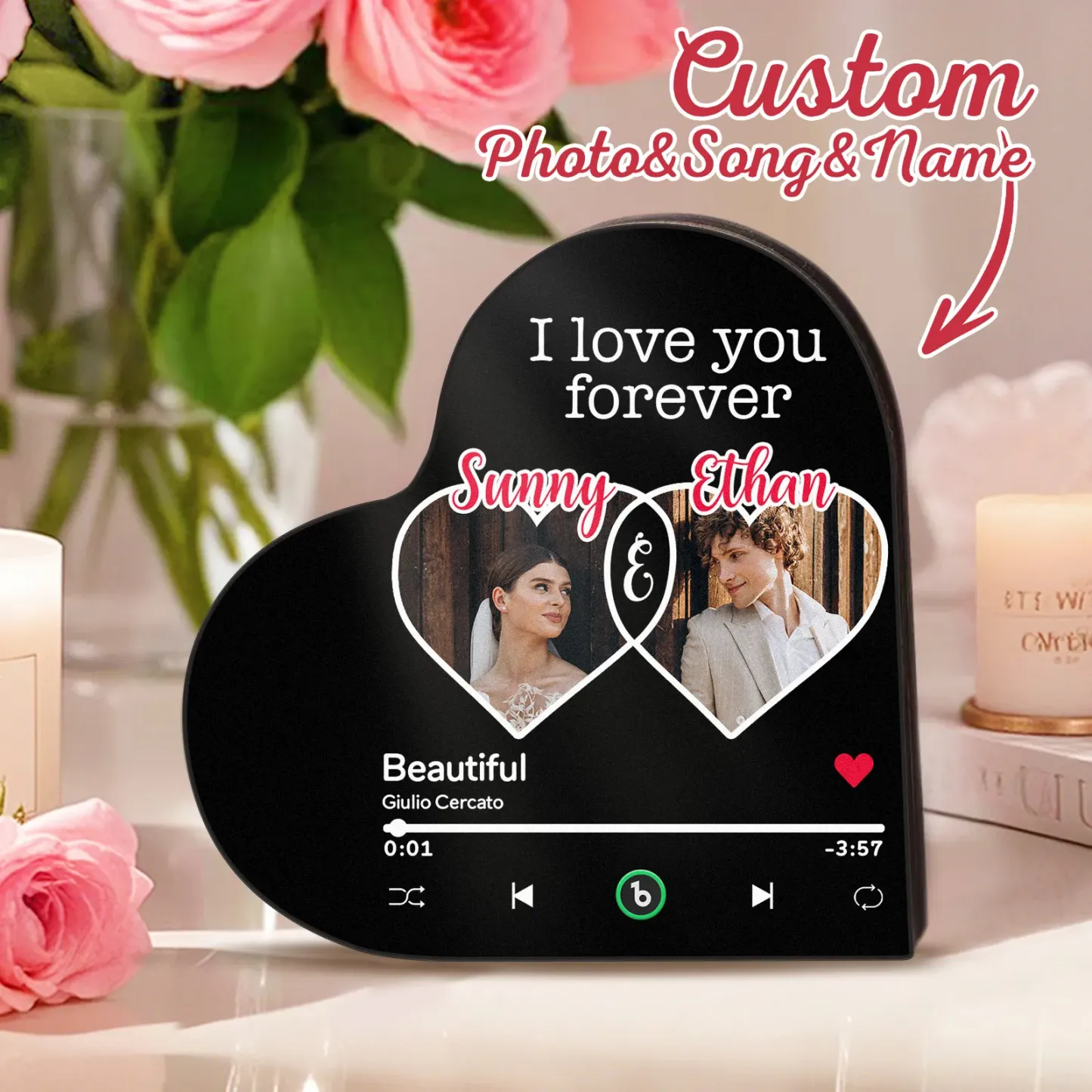 Personalized Heart-Shaped Music Fridge Magnet You Are My Penguin Gift for Couples
